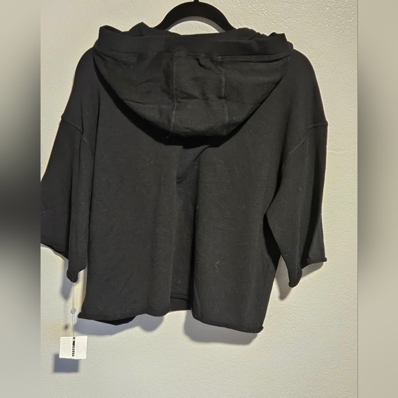 DKNY Black Cropped Hoodie with Logo Drawstrings - Picture 5 of 13